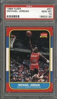 1986/87 Fleer #57 Michael Jordan Rookie Card - PSA GEM MT 10